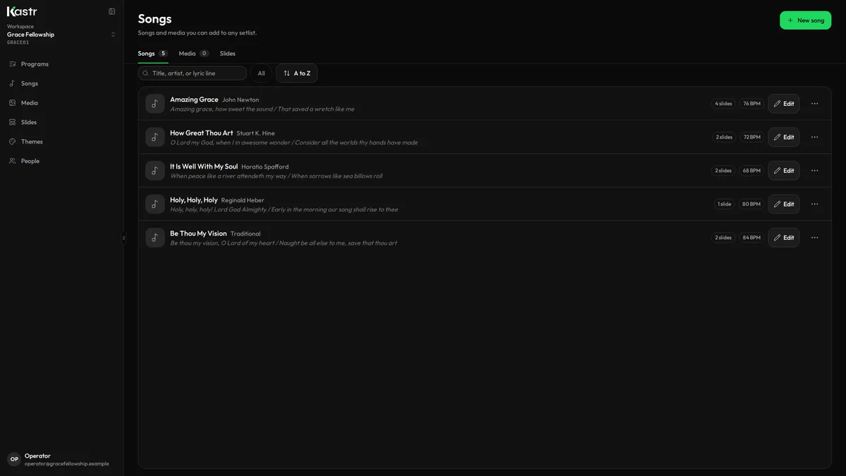Kastr song library